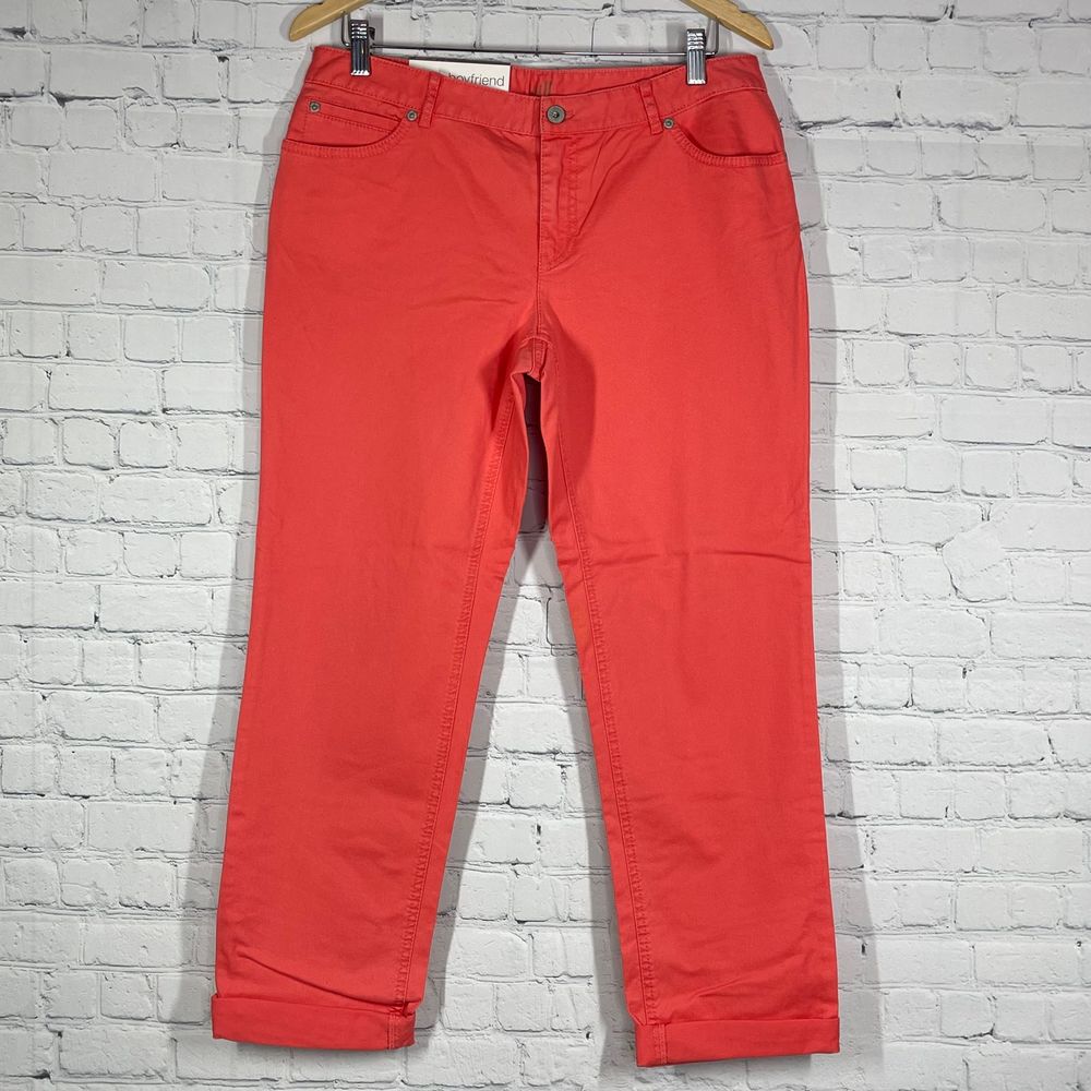 J Jill Denim Jeans Women 10 Red Orange Boyfriend Relaxed Fit Mid Rise Pants